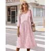 Zeagoo 3/4 Sleeve Women’s Dress Casual Midi Tshirt Dresses with Pockets Empire Waist Summer Semi-Formal Boho Beach Sundress(Pink Floral)