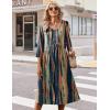 Zeagoo 3/4 Sleeve Women’s Dress Casual Midi Tshirt Dresses with Pockets Empire Waist Summer Semi-Formal Boho Beach Sundress(Tie Dye)
