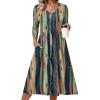 Zeagoo 3/4 Sleeve Women’s Dress Casual Midi Tshirt Dresses with Pockets Empire Waist Summer Semi-Formal Boho Beach Sundress(Tie Dye)