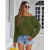 Zeagoo Crochet Tops for Women Off The Shoulder Sweaters Summer Long Sleeve Hollow Out Knit Beach Clothes S-XXL(Army Green)