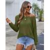 Zeagoo Crochet Tops for Women Off The Shoulder Sweaters Summer Long Sleeve Hollow Out Knit Beach Clothes S-XXL(Army Green)