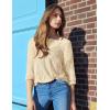 Zeagoo Crochet Tops for Women Off The Shoulder Sweaters Summer Long Sleeve Hollow Out Knit Beach Clothes S-XXL(Beige)