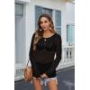 Zeagoo Crochet Tops for Women Off The Shoulder Sweaters Summer Long Sleeve Hollow Out Knit Beach Clothes S-XXL(Black)