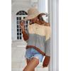 Zeagoo Crochet Tops for Women Off The Shoulder Sweaters Summer Long Sleeve Hollow Out Knit Beach Clothes S-XXL(Cream Grey Orange Colorblock)