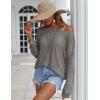 Zeagoo Crochet Tops for Women Off The Shoulder Sweaters Summer Long Sleeve Hollow Out Knit Beach Clothes S-XXL(Gray)