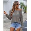Zeagoo Crochet Tops for Women Off The Shoulder Sweaters Summer Long Sleeve Hollow Out Knit Beach Clothes S-XXL(Gray)