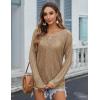 Zeagoo Crochet Tops for Women Off The Shoulder Sweaters Summer Long Sleeve Hollow Out Knit Beach Clothes S-XXL(Khaki)