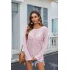 Zeagoo Crochet Tops for Women Off The Shoulder Sweaters Summer Long Sleeve Hollow Out Knit Beach Clothes S-XXL(Pink)