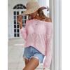 Zeagoo Crochet Tops for Women Off The Shoulder Sweaters Summer Long Sleeve Hollow Out Knit Beach Clothes S-XXL(Pink)