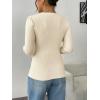 Zeagoo Fall Sweaters for Women 2024 Casual Long Sleeve Shirts V Neck Pullover Puff Slim Fit Tops(Beige)