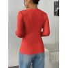 Zeagoo Fall Sweaters for Women 2024 Casual Long Sleeve Shirts V Neck Pullover Puff Slim Fit Tops(Fire Red)
