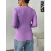 Zeagoo Fall Sweaters for Women 2024 Casual Long Sleeve Shirts V Neck Pullover Puff Slim Fit Tops(Taro)
