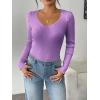 Zeagoo Fall Sweaters for Women 2024 Casual Long Sleeve Shirts V Neck Pullover Puff Slim Fit Tops(Taro)
