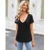 Zeagoo Sexy Tops for Women Deep V Neck Shirts Summer Low Cut Top Short Sleeve Tshirts Trendy Clothes Fashion Clothing(A01-black)