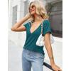 Zeagoo Sexy Tops for Women Deep V Neck Shirts Summer Low Cut Top Short Sleeve Tshirts Trendy Clothes Fashion Clothing(A01-blue Green)
