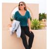 Zeagoo Sexy Tops for Women Deep V Neck Shirts Summer Low Cut Top Short Sleeve Tshirts Trendy Clothes Fashion Clothing(A01-blue Green)