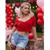 Zeagoo Sexy Tops for Women Deep V Neck Shirts Summer Low Cut Top Short Sleeve Tshirts Trendy Clothes Fashion Clothing(A01-red)