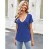 Zeagoo Sexy Tops for Women Deep V Neck Shirts Summer Low Cut Top Short Sleeve Tshirts Trendy Clothes Fashion Clothing(A01-royal Blue)