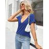 Zeagoo Sexy Tops for Women Deep V Neck Shirts Summer Low Cut Top Short Sleeve Tshirts Trendy Clothes Fashion Clothing(A01-royal Blue)