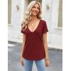 Zeagoo Sexy Tops for Women Deep V Neck Shirts Summer Low Cut Top Short Sleeve Tshirts Trendy Clothes Fashion Clothing(A01-wine Red)