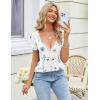 Zeagoo Sexy Tops for Women Deep V Neck Shirts Summer Low Cut Top Short Sleeve Tshirts Trendy Clothes Fashion Clothing(Bf290 Boho)