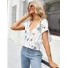 Zeagoo Sexy Tops for Women Deep V Neck Shirts Summer Low Cut Top Short Sleeve Tshirts Trendy Clothes Fashion Clothing(Bf290 Boho)