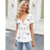 Zeagoo Sexy Tops for Women Deep V Neck Shirts Summer Low Cut Top Short Sleeve Tshirts Trendy Clothes Fashion Clothing(Bf290 Boho)
