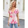 Zeagoo Sexy Tops for Women Deep V Neck Shirts Summer Low Cut Top Short Sleeve Tshirts Trendy Clothes Fashion Clothing(Cx11)