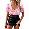 Zeagoo Sexy Tops for Women Deep V Neck Shirts Summer Low Cut Top Short Sleeve Tshirts Trendy Clothes Fashion Clothing(Cx11)