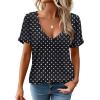 Zeagoo Sexy Tops for Women Deep V Neck Shirts Summer Low Cut Top Short Sleeve Tshirts Trendy Clothes Fashion Clothing(Jh49 Polka Dot)