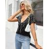 Zeagoo Sexy Tops for Women Deep V Neck Shirts Summer Low Cut Top Short Sleeve Tshirts Trendy Clothes Fashion Clothing(Jh578 Printed)