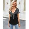Zeagoo Sexy Tops for Women Deep V Neck Shirts Summer Low Cut Top Short Sleeve Tshirts Trendy Clothes Fashion Clothing(Jh578 Printed)