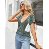 Zeagoo Sexy Tops for Women Deep V Neck Shirts Summer Low Cut Top Short Sleeve Tshirts Trendy Clothes Fashion Clothing(Mz779 Boho)