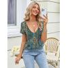 Zeagoo Sexy Tops for Women Deep V Neck Shirts Summer Low Cut Top Short Sleeve Tshirts Trendy Clothes Fashion Clothing(Mz779 Boho)