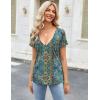 Zeagoo Sexy Tops for Women Deep V Neck Shirts Summer Low Cut Top Short Sleeve Tshirts Trendy Clothes Fashion Clothing(Mz779 Boho)