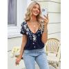 Zeagoo Sexy Tops for Women Deep V Neck Shirts Summer Low Cut Top Short Sleeve Tshirts Trendy Clothes Fashion Clothing(Sf103)