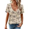 Zeagoo Sexy Tops for Women Deep V Neck Shirts Summer Low Cut Top Short Sleeve Tshirts Trendy Clothes Fashion Clothing(Sp31)