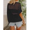 Zeagoo Short Sleeve Crochet Sweater Lightweight Summer Tops Loose Hollow Out Crewneck Pullover(Black)