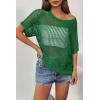 Zeagoo Short Sleeve Crochet Sweater Lightweight Summer Tops Loose Hollow Out Crewneck Pullover(Green)