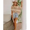 Zeagoo Short Sleeve Crochet Sweater Lightweight Summer Tops Loose Hollow Out Crewneck Pullover(Khaki Apricot Stripe)