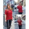 Zeagoo Short Sleeve Crochet Sweater Lightweight Summer Tops Loose Hollow Out Crewneck Pullover(Red)