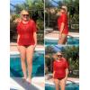Zeagoo Short Sleeve Crochet Sweater Lightweight Summer Tops Loose Hollow Out Crewneck Pullover(Red)