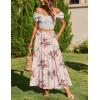 Zeagoo Skirts for Women Summer Boho Casual Maxi Flowy Elastic High Waist A-Line Tiered Swing Floral Long Skirts with Pockets(Beige Floral)