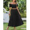 Zeagoo Skirts for Women Summer Boho Casual Maxi Flowy Elastic High Waist A-Line Tiered Swing Floral Long Skirts with Pockets(Black)