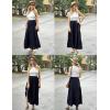 Zeagoo Skirts for Women Summer Boho Casual Maxi Flowy Elastic High Waist A-Line Tiered Swing Floral Long Skirts with Pockets(Black)