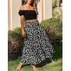 Zeagoo Skirts for Women Summer Boho Casual Maxi Flowy Elastic High Waist A-Line Tiered Swing Floral Long Skirts with Pockets(Black Floral 01)