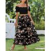 Zeagoo Skirts for Women Summer Boho Casual Maxi Flowy Elastic High Waist A-Line Tiered Swing Floral Long Skirts with Pockets(Black Floral 02)
