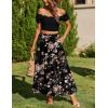 Zeagoo Skirts for Women Summer Boho Casual Maxi Flowy Elastic High Waist A-Line Tiered Swing Floral Long Skirts with Pockets(Black Floral 02)