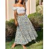 Zeagoo Skirts for Women Summer Boho Casual Maxi Flowy Elastic High Waist A-Line Tiered Swing Floral Long Skirts with Pockets(Blue Yellow Floral)