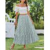 Zeagoo Skirts for Women Summer Boho Casual Maxi Flowy Elastic High Waist A-Line Tiered Swing Floral Long Skirts with Pockets(Green)